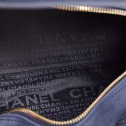 Pre Owned Chanel Navy Blue Quilted Nubuck Leather Timeless Bowler Bag