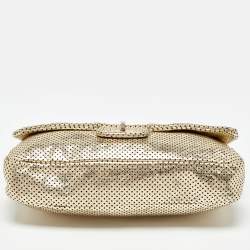 Pre Owned Chanel Gold Drill Perforated Leather 2.55 Reissue Classic Flap Bag