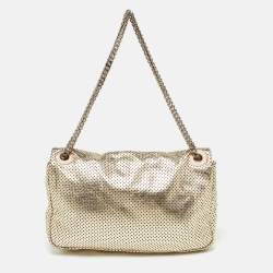 Pre Owned Chanel Gold Drill Perforated Leather 2.55 Reissue Classic Flap Bag