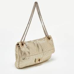 Pre Owned Chanel Gold Drill Perforated Leather 2.55 Reissue Classic Flap Bag