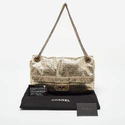Pre Owned Chanel Gold Drill Perforated Leather 2.55 Reissue Classic Flap Bag