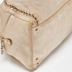 Pre Owned Chanel Gold Leather Large Luxe Ligne Bowler Bag