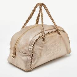 Pre Owned Chanel Gold Leather Large Luxe Ligne Bowler Bag
