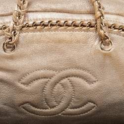 Pre Owned Chanel Gold Leather Large Luxe Ligne Bowler Bag