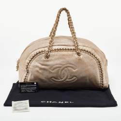 Pre Owned Chanel Gold Leather Large Luxe Ligne Bowler Bag