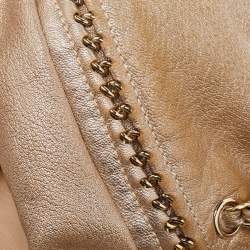 Pre Owned Chanel Gold Leather Large Luxe Ligne Bowler Bag
