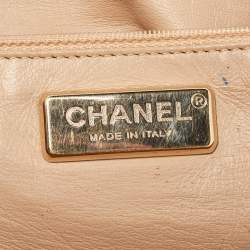 Pre Owned Chanel Gold Leather Large Luxe Ligne Bowler Bag