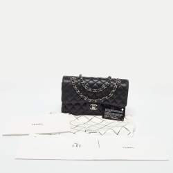 Pre Owned Chanel Black Quilted CaviarLeather Medium Classic Double Flap Bag
