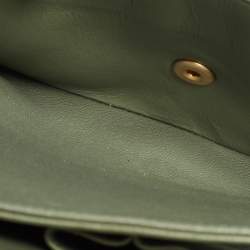 Pre Owned Chanel Green Quilted Caviar Leather Jumbo Classic Double Flap Bag