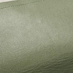 Pre Owned Chanel Green Quilted Caviar Leather Jumbo Classic Double Flap Bag