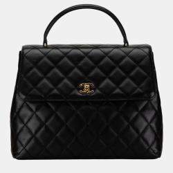 Chanel Black Lambskin Kelly Top Handle