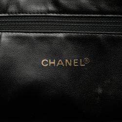 Chanel Black Caviar Leather Front Pocket Chain Tote Bag