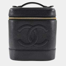 Chanel Black Caviar Leather CC Timeless Vanity Bag