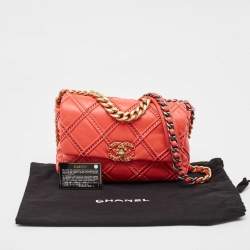 Chanel Red Quilted Wild Stitch Leather Medium 19 Flap Bag