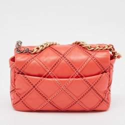 Chanel Red Quilted Wild Stitch Leather Medium 19 Flap Bag