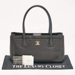 Pre Owned Chanel Black Leather Small Cerf Shopper Tote