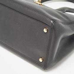 Pre Owned Chanel Black Leather Small Cerf Shopper Tote