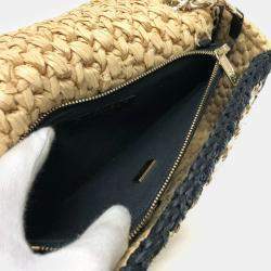 Chanel Beige/Black Raffia Flap Bag