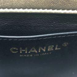 Chanel Gold Quilted Lambskin Mini Crystal Logo Letters Chain Handle Flap Bag 