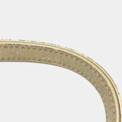 Chanel Gold Quilted Lambskin Mini Crystal Logo Letters Chain Handle Flap Bag 