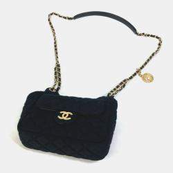 Chanel Black Jersey Small Wavy Hobo Bag