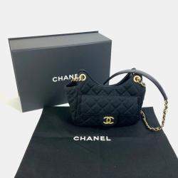 Chanel Black Jersey Small Wavy Hobo Bag