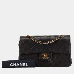 Chanel Black Leather Small Classic Double Flap Shoulder Bag