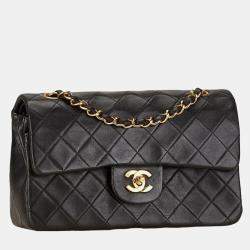 Chanel Black Leather Small Classic Double Flap Shoulder Bag