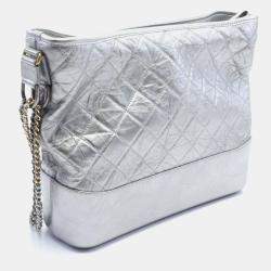 Chanel Silver Leather Medium Gabrielle Shoulder Bags