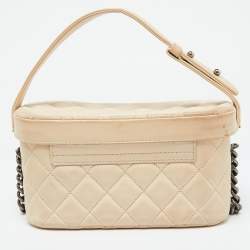 Pre Owned Chanel Beige Quilted Leather Boy Vanity Case Bag