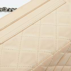 Pre Owned Chanel Beige Quilted Leather Boy Vanity Case Bag
