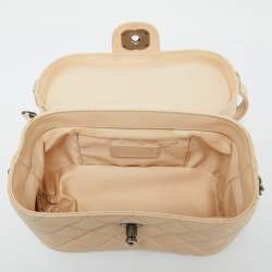 Pre Owned Chanel Beige Quilted Leather Boy Vanity Case Bag