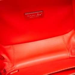 Pre Owned Chanel Neon Orange Quilted Python Mini CC Box Camera Bag