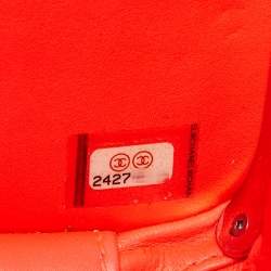 Pre Owned Chanel Neon Orange Quilted Python Mini CC Box Camera Bag