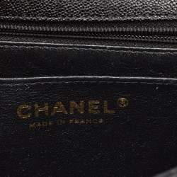 Pre Owned Chanel Black Quilted Caviar Leather Mini Rectangular Flap Top Handle Bag