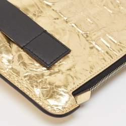 Pre Owned Chanel Metallic Gold Crinkled Leather Je Ne Suis Pas En Solde Clutch