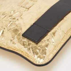 Pre Owned Chanel Metallic Gold Crinkled Leather Je Ne Suis Pas En Solde Clutch