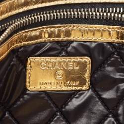 Pre Owned Chanel Metallic Gold Crinkled Leather Je Ne Suis Pas En Solde Clutch