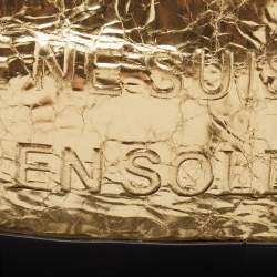 Pre Owned Chanel Metallic Gold Crinkled Leather Je Ne Suis Pas En Solde Clutch