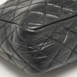Pre Owned Chanel Black Quilted Aged Leather Large Reissue Camera Shoulder Bag