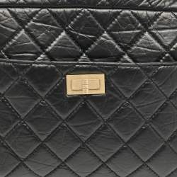 Pre Owned Chanel Black Quilted Aged Leather Large Reissue Camera Shoulder Bag