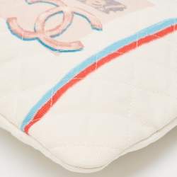 Pre Owned Chanel White Quilted Canvas Coco Cuba O-Case Clutch