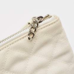 Pre Owned Chanel White Quilted Canvas Coco Cuba O-Case Clutch