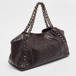 Pre Owned Chanel Dark Brown Caviar Leather Modern Chain East West Tote