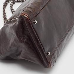Pre Owned Chanel Dark Brown Caviar Leather Modern Chain East West Tote