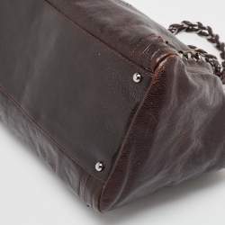 Pre Owned Chanel Dark Brown Caviar Leather Modern Chain East West Tote