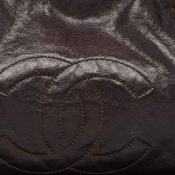 Pre Owned Chanel Dark Brown Caviar Leather Modern Chain East West Tote
