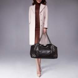 Pre Owned Chanel Dark Brown Caviar Leather Modern Chain East West Tote