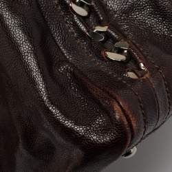 Pre Owned Chanel Dark Brown Caviar Leather Modern Chain East West Tote
