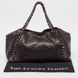 Pre Owned Chanel Dark Brown Caviar Leather Modern Chain East West Tote